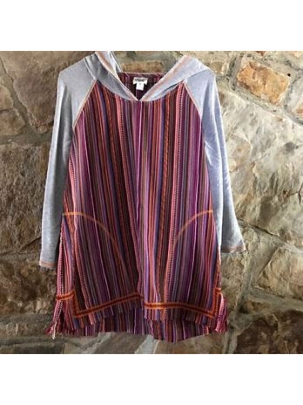 🌸ivy Jane Serape Striped Poncho Hoodie🎀